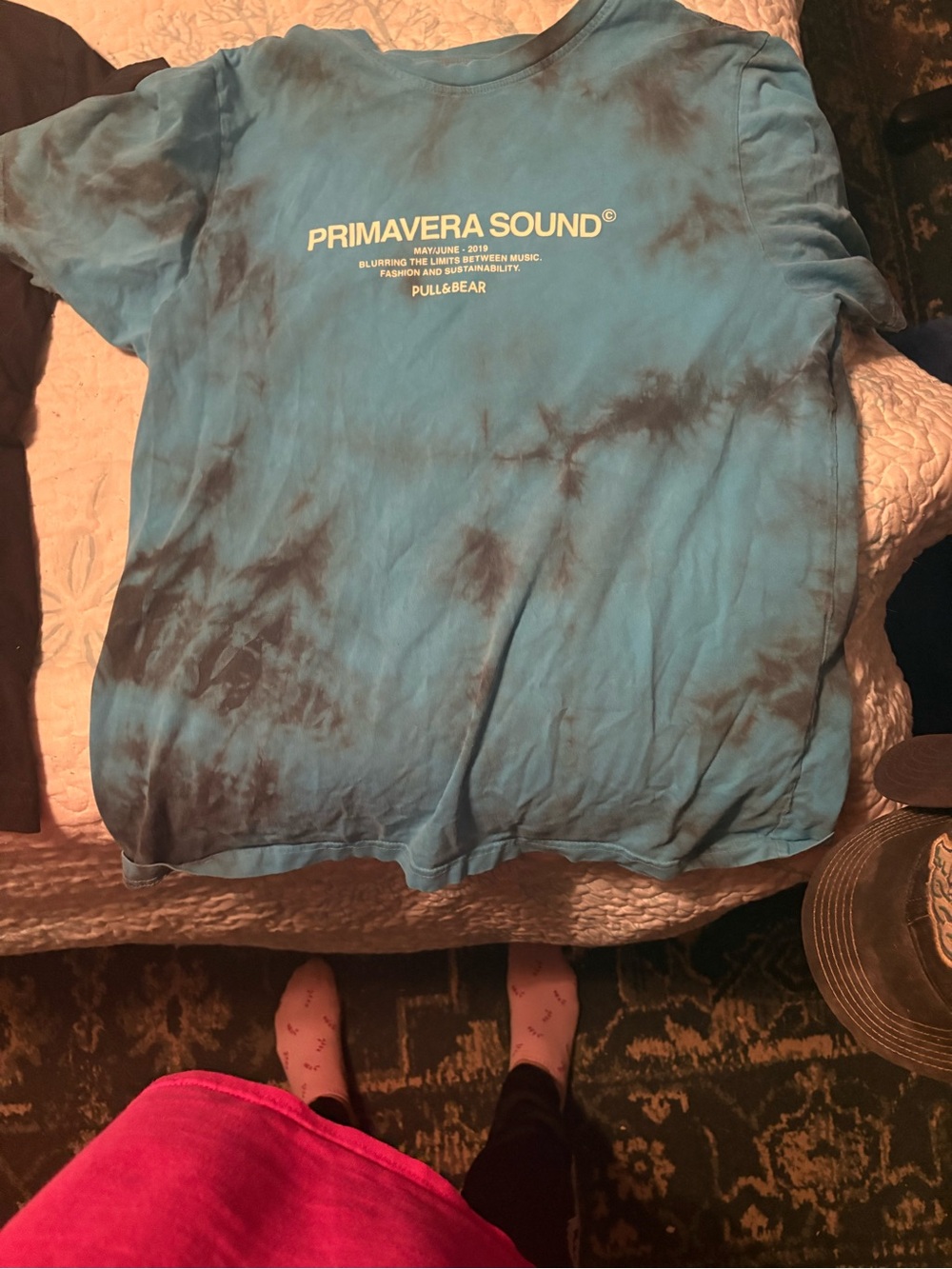 Pull&Bear x Primavera Sound 2019 Tie Dye T-Shirt Blue Black Size L